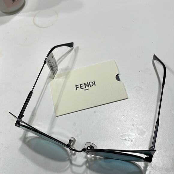 Fendi 53mm Cat Eye Sunglasses black and blue stripes - Picture 13 of 15